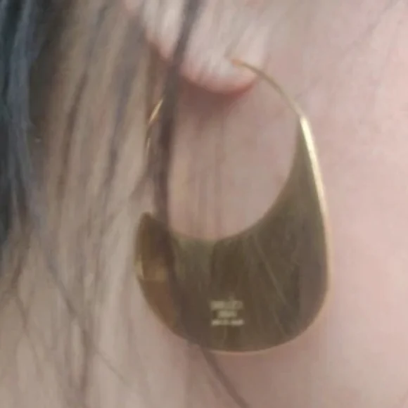 Modern Disc Hoop Earrings - Picture 6 of 6